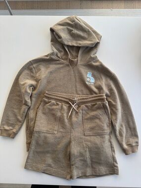🍒BONPOINT Boys Tan Hoodie and Shorts Set, size 12